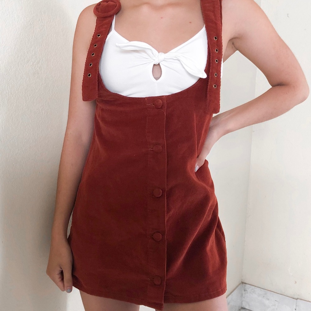 F21 vintage corduroy overall dress